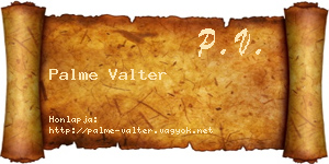 Palme Valter névjegykártya